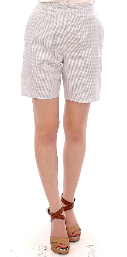  - Chic White Checkered Cotton Shorts