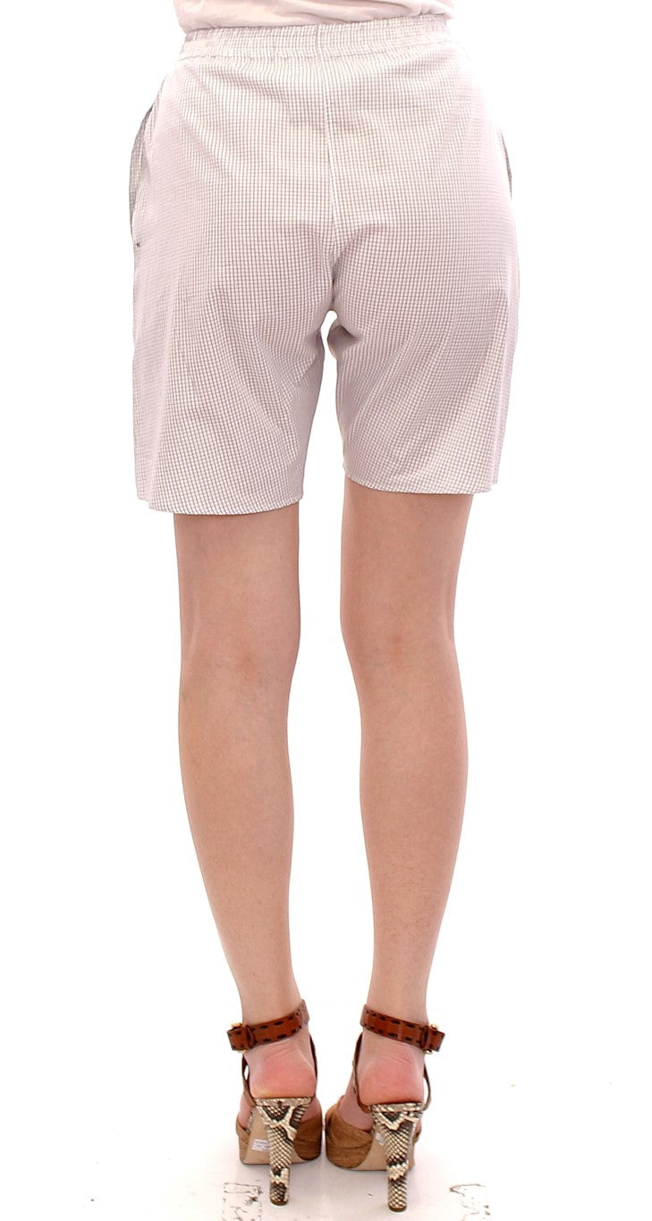  - Chic White Checkered Cotton Shorts