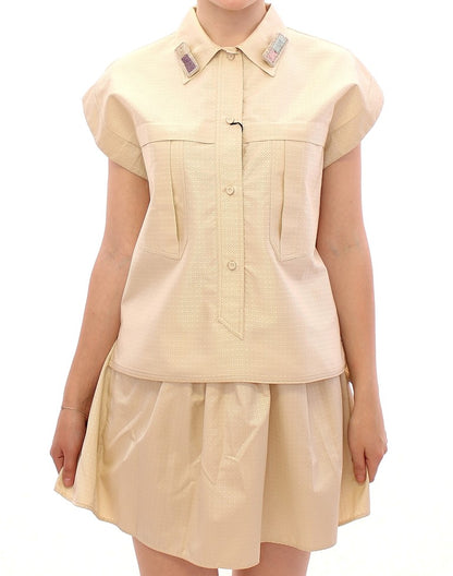  - Elegant Beige Blouse Tank Top