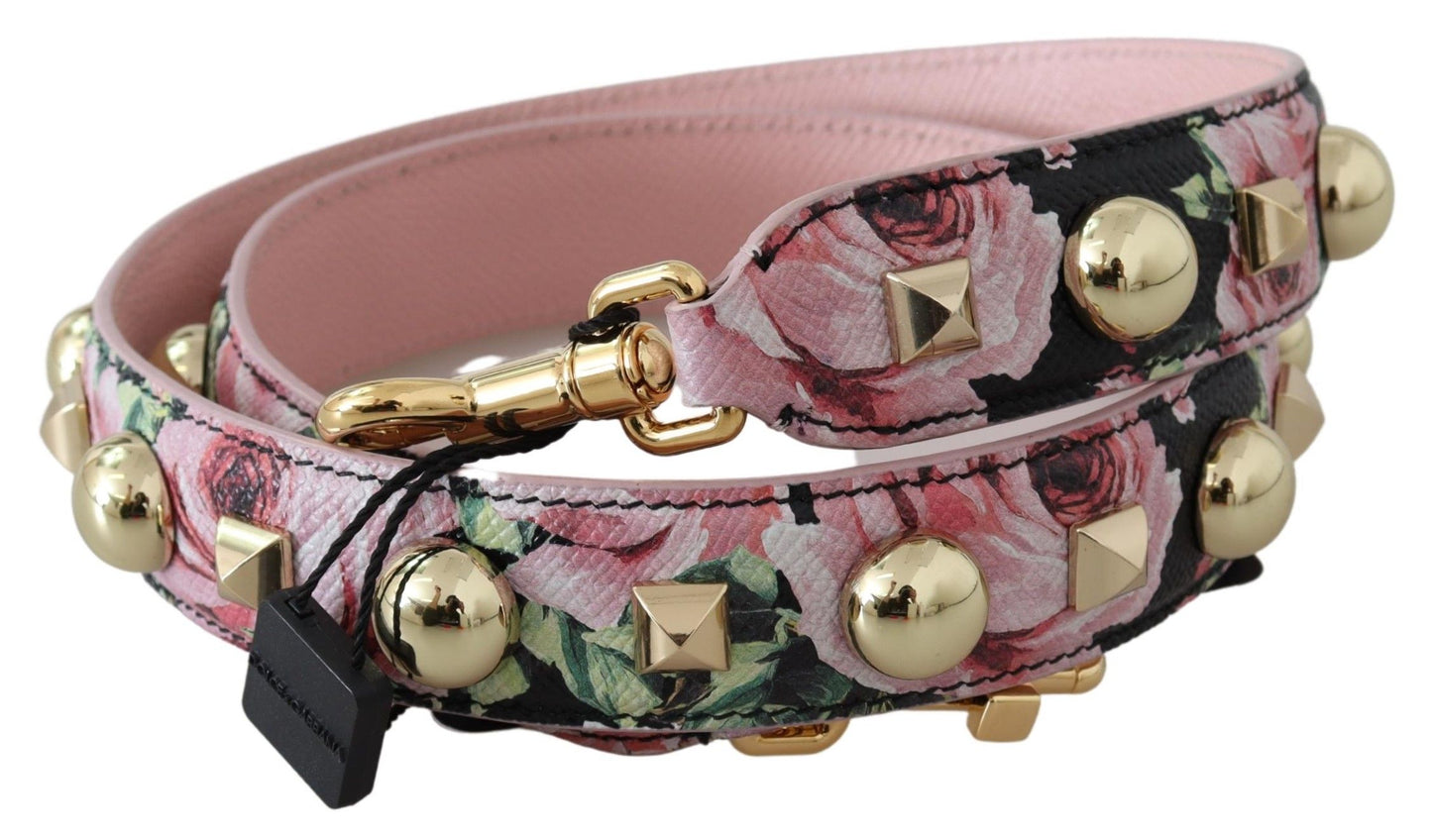  - Floral Gold Stud Leather Strap in Pink