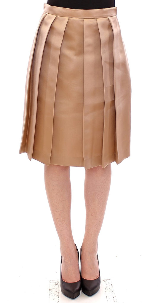  - Elegant Silk Pleated Knee-Length Skirt