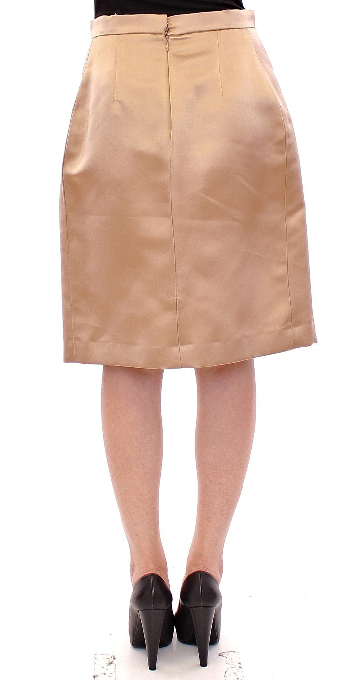  - Elegant Silk Pleated Knee-Length Skirt