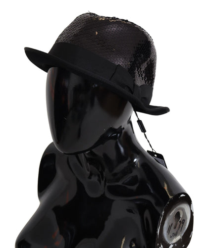  - Elegant Black Sequin Fedora Hat