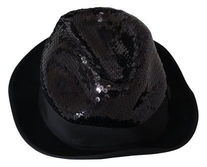  - Elegant Black Sequin Fedora Hat