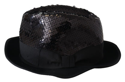  - Elegant Black Sequin Fedora Hat