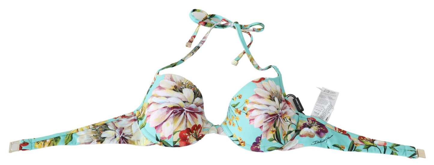  - Chic Mint Green Floral Bikini Top