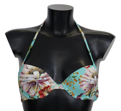  - Chic Mint Green Floral Bikini Top