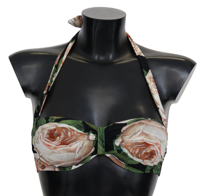  - Elegant Floral Print Bikini Top