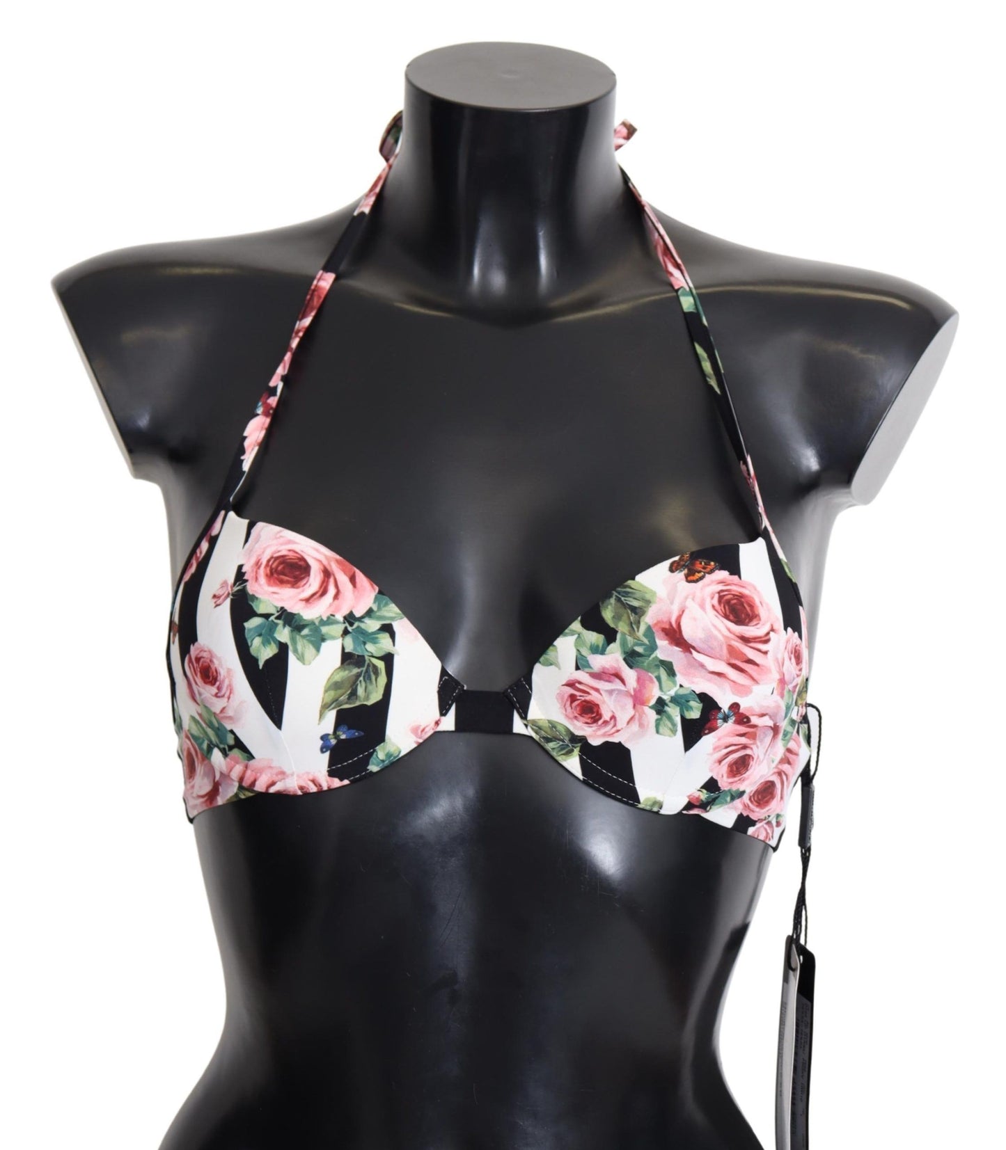  - Chic Rose Print Bikini Top for Elegant Beach Days