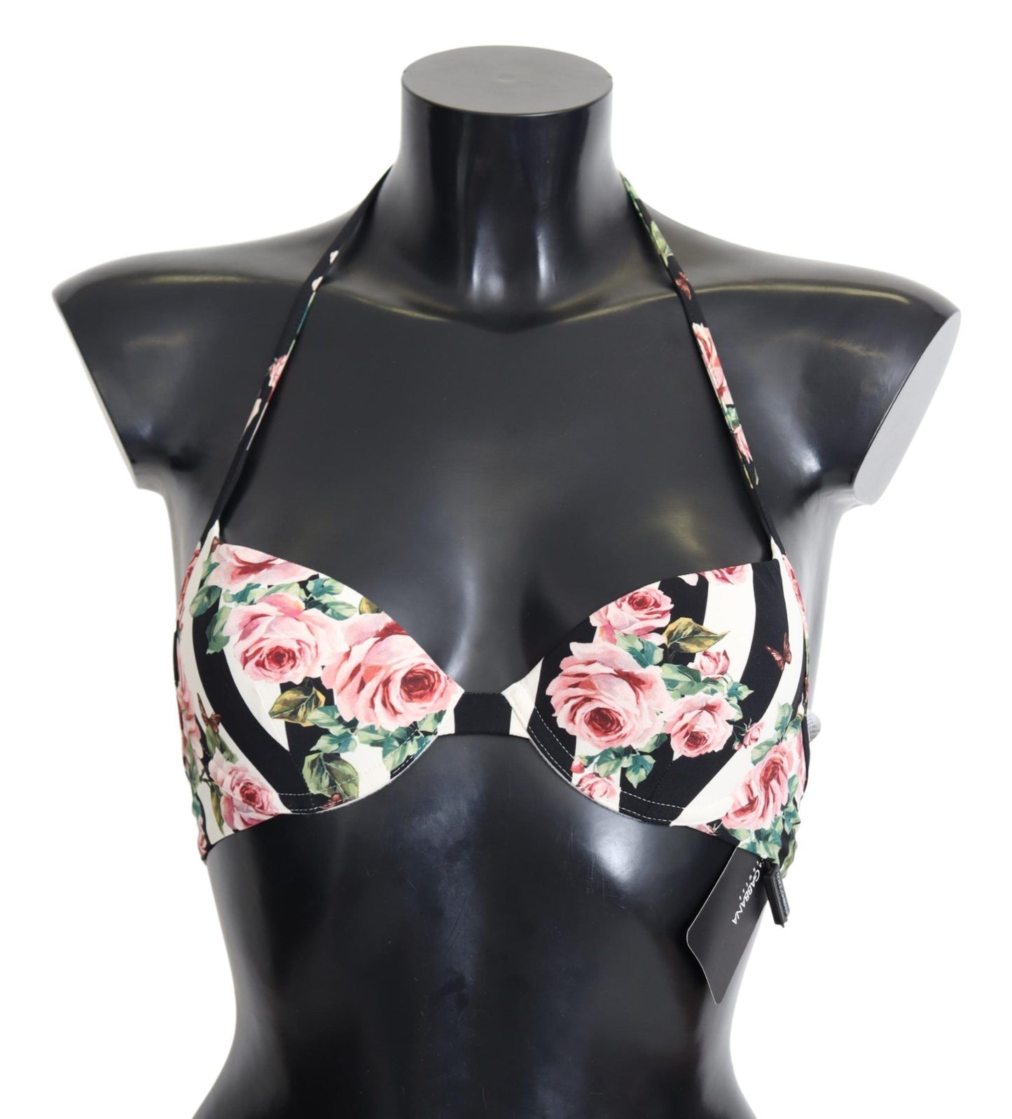  - Elegant Rose Print Bikini Top