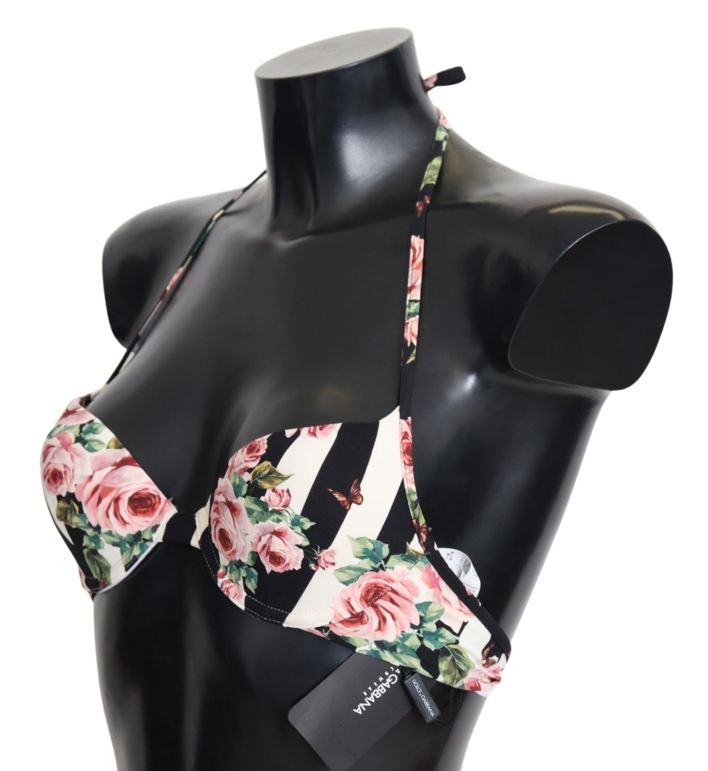  - Elegant Rose Print Bikini Top