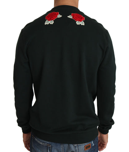  - Emerald Cotton Sweater with Crystal Embroidery