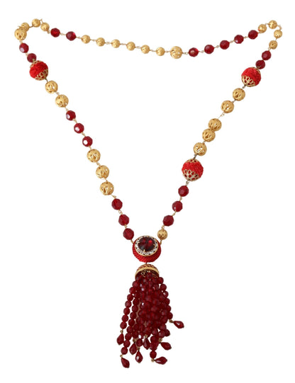  - Elegant Red Crystal Gold-Plated Necklace