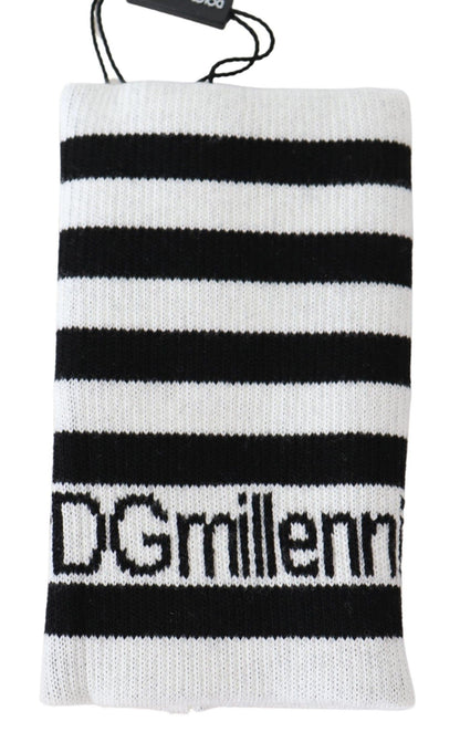  - Elegant Black & White Wool Blend Wrist Wrap