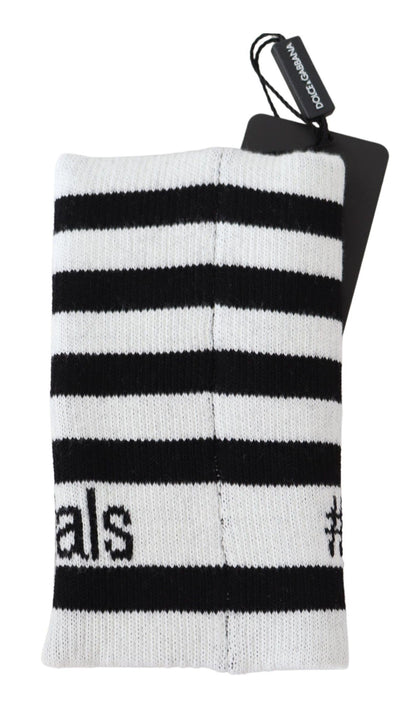  - Elegant Black & White Wool Blend Wrist Wrap