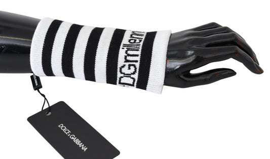  - Elegant Black & White Wool Blend Wrist Wrap