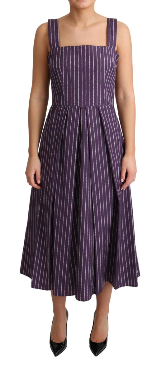  - Elegant Sleeveless A-Line Purple Stripe Dress