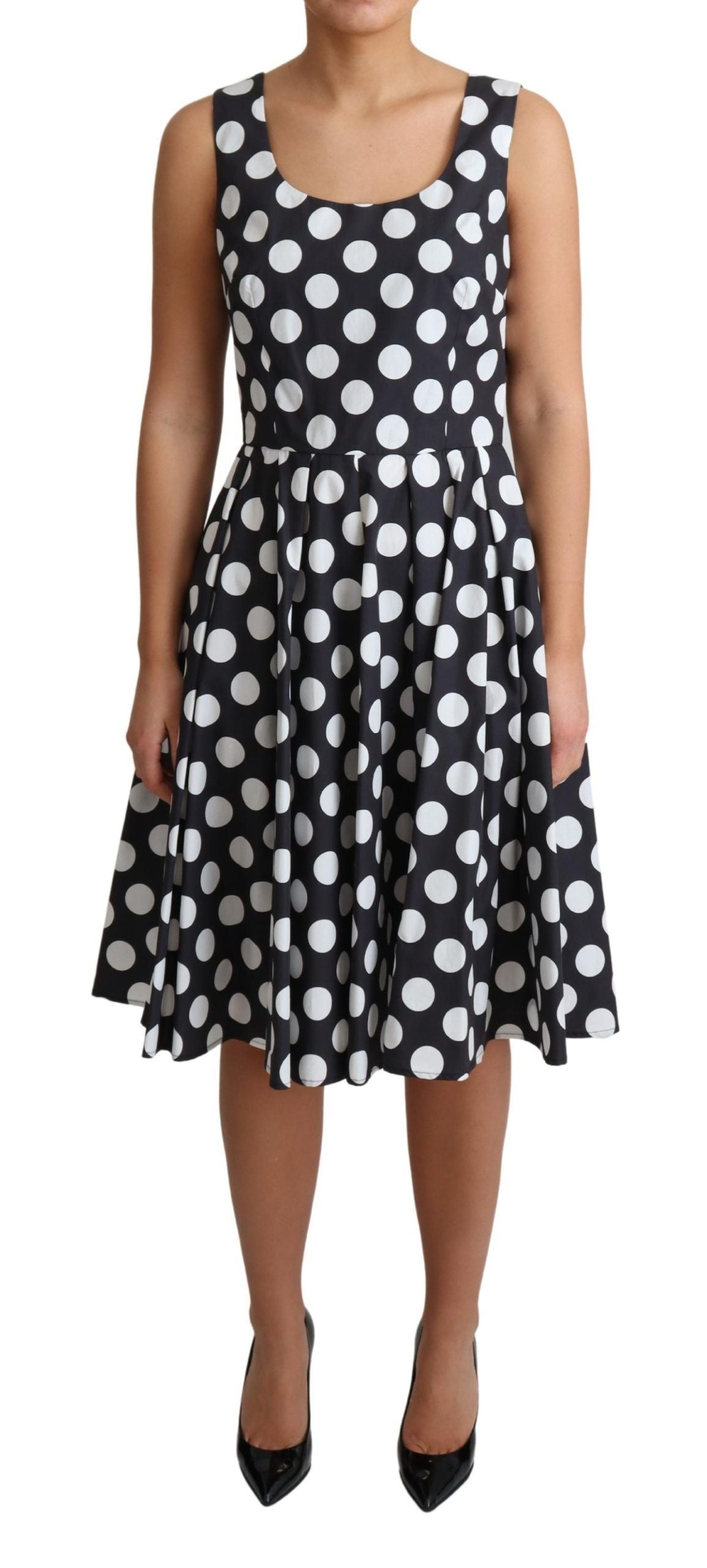  - Polka Dot Sleeveless A-Line Dress