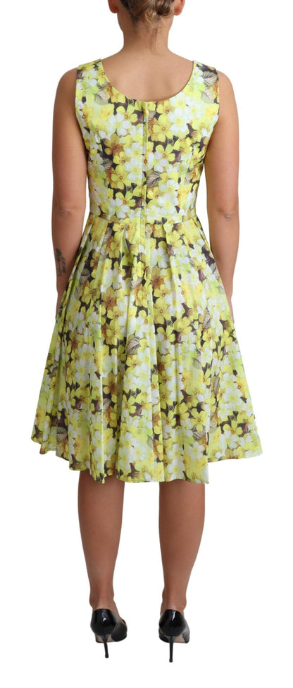  - Elegant Yellow Floral A-Line Sleeveless Dress