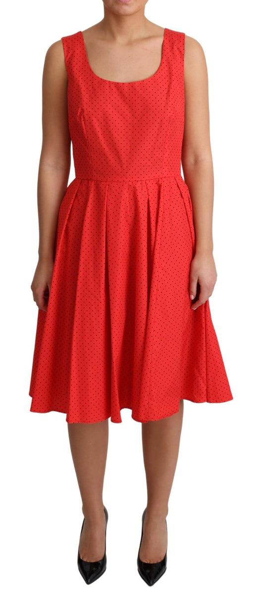  - Elegant Polka Dotted A-Line Sleeveless Dress