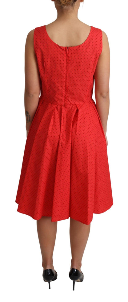  - Elegant Polka Dotted A-Line Sleeveless Dress