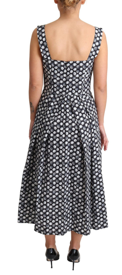  - Elegant Sleeveless Geometric Midi A-Line Dress