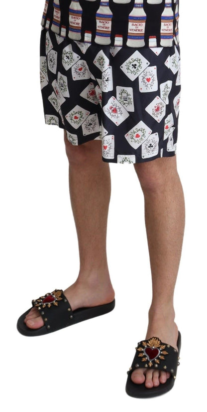  - Multicolor Card Deck Printed Swim Trunks