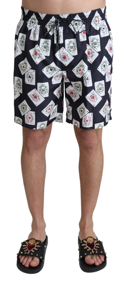  - Multicolor Card Deck Printed Swim Trunks