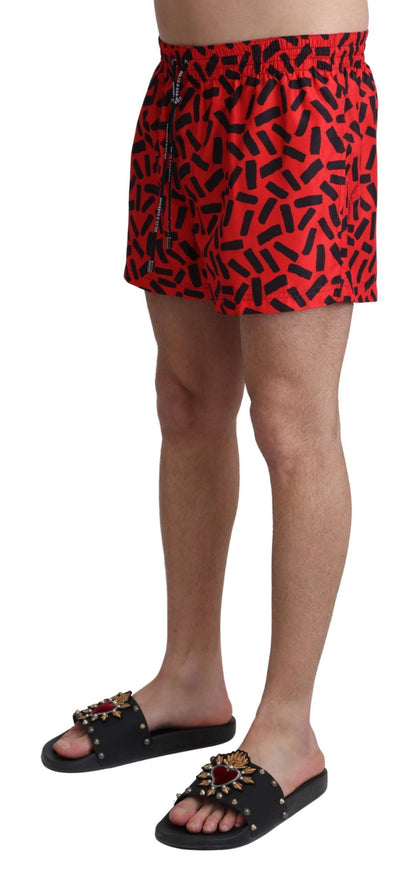  - Radiant Red Drawstring Swim Trunks