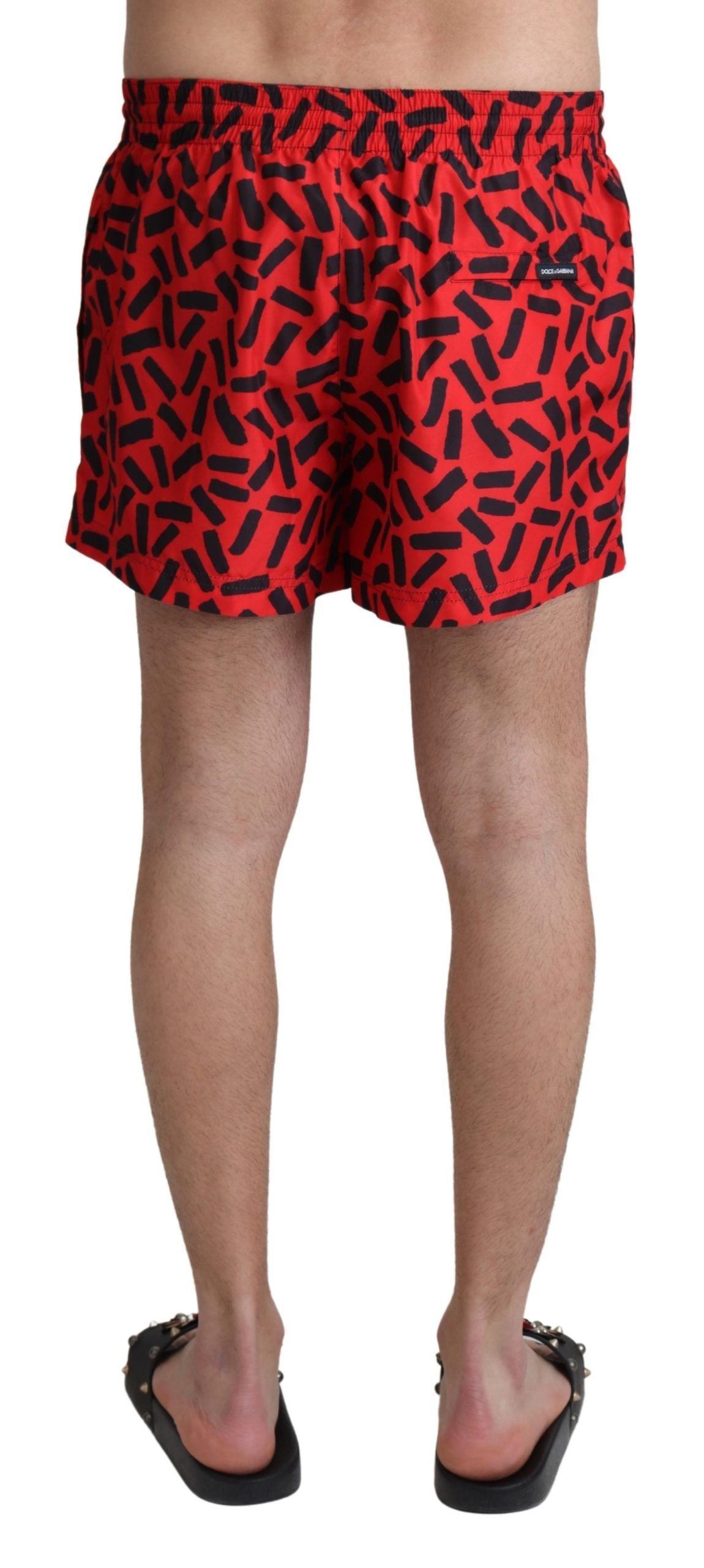  - Radiant Red Drawstring Swim Trunks