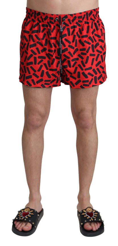  - Radiant Red Drawstring Swim Trunks