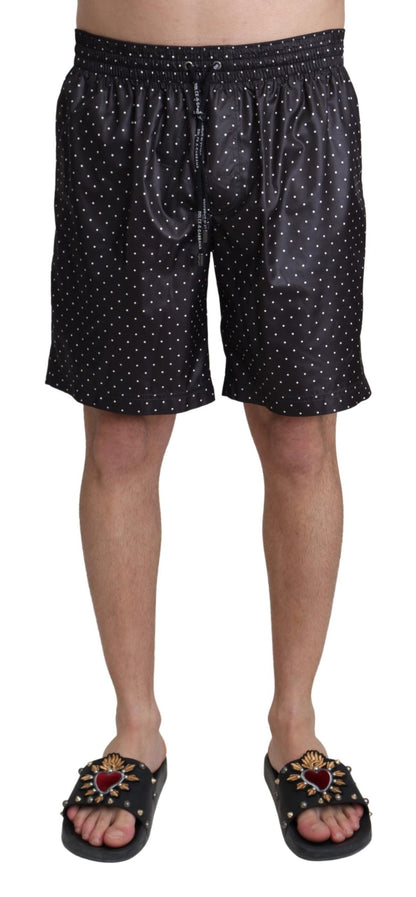  - Chic Black Polka Dot Men's Swim Trunks