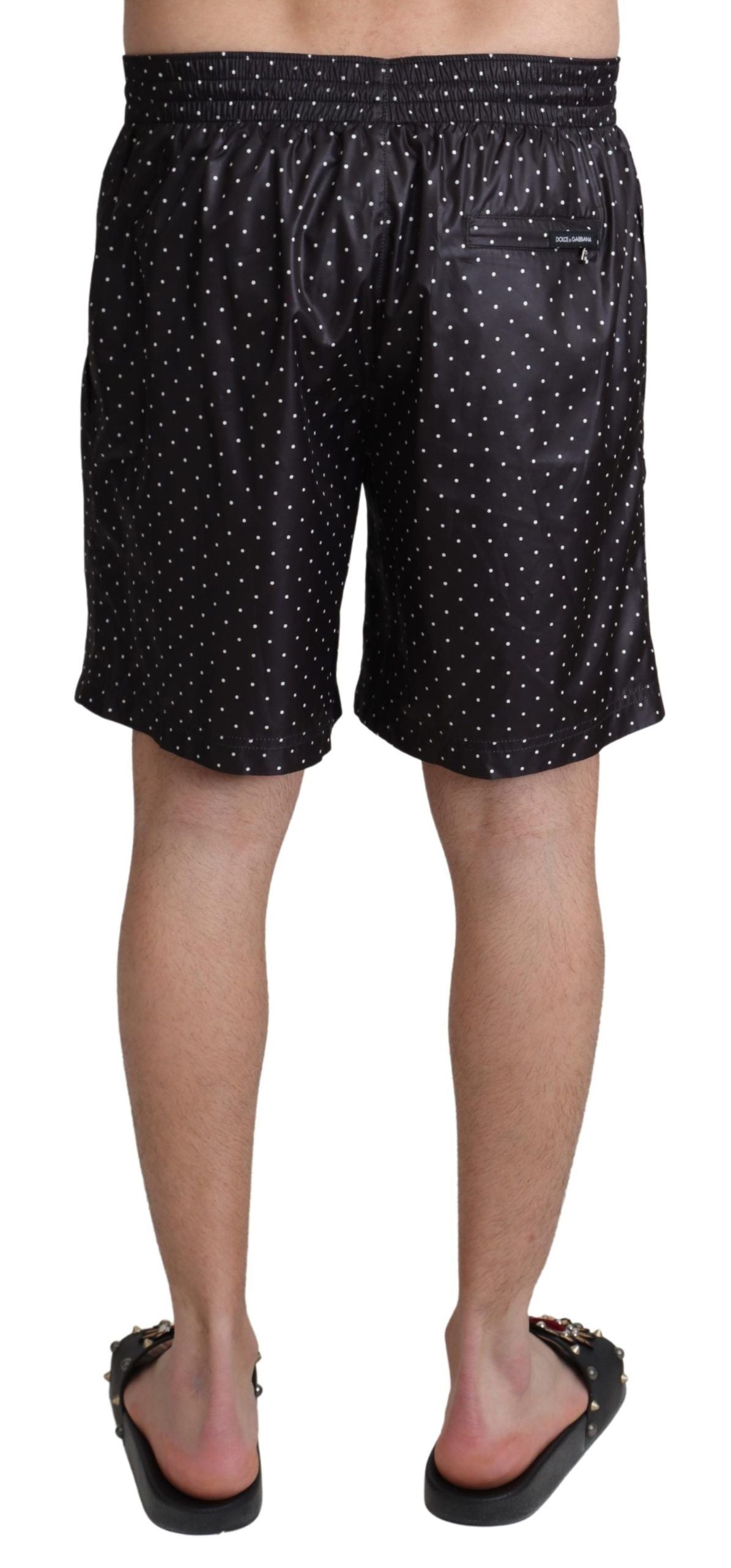  - Chic Black Polka Dot Men's Swim Trunks