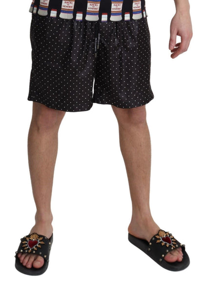  - Chic Black Polka Dot Men's Swim Trunks