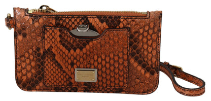  - Elegant Python Patterned Leather Wristlet