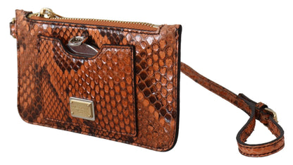  - Elegant Python Patterned Leather Wristlet