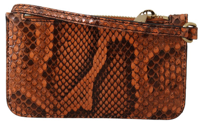  - Elegant Python Patterned Leather Wristlet