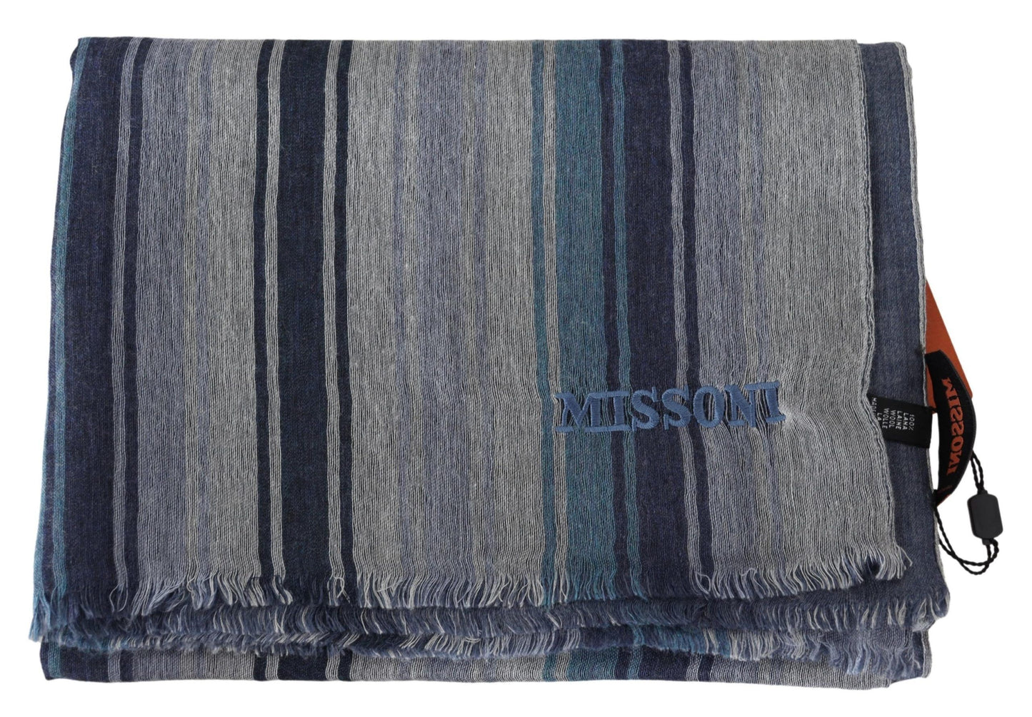  - Elegant Multicolor Wool Scarf with Logo Embroidery