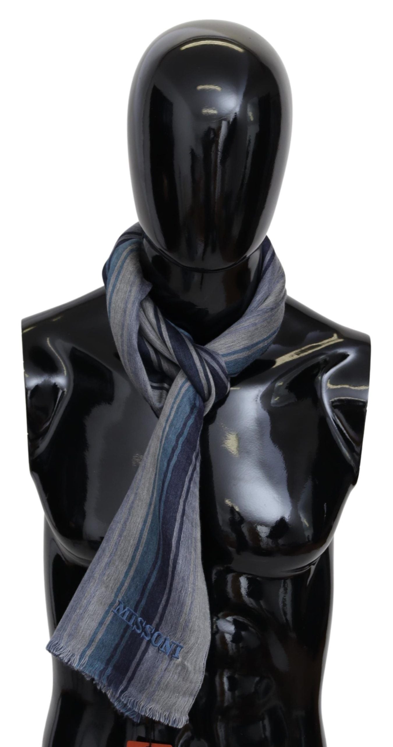  - Elegant Multicolor Wool Scarf with Logo Embroidery