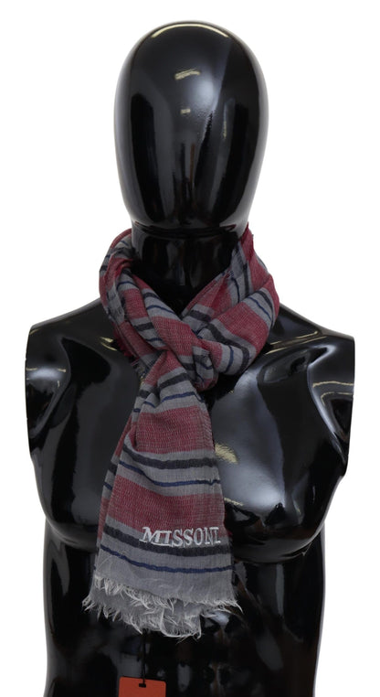  - Elegant Multicolor Striped Wool Scarf