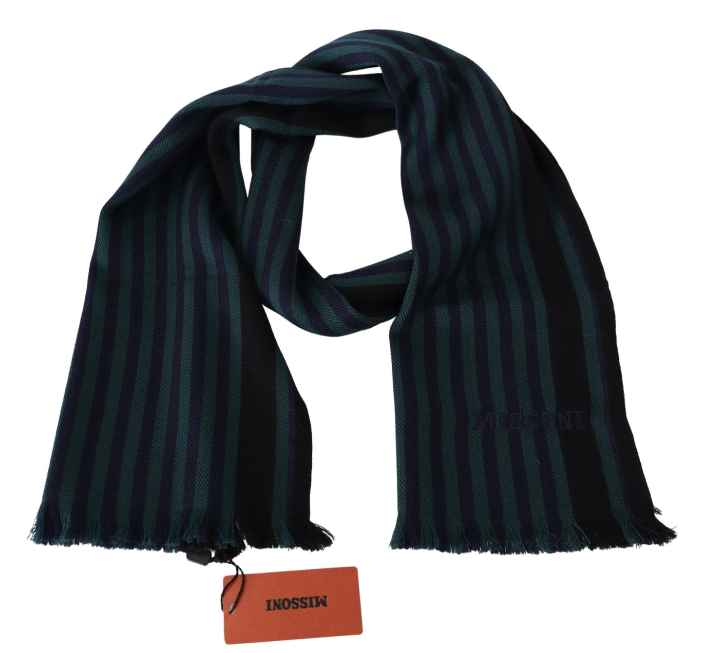  - Elegant Multicolor Wool Scarf with Fringes