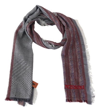  - Elegant Wool Striped Logo Scarf