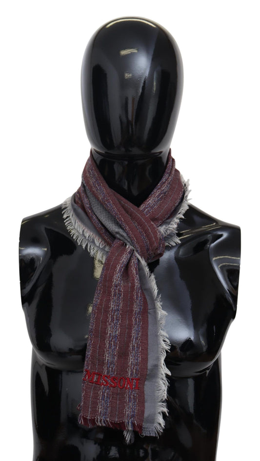  - Elegant Wool Striped Logo Scarf