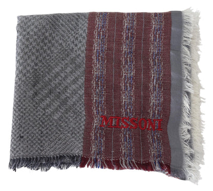  - Elegant Wool Striped Logo Scarf