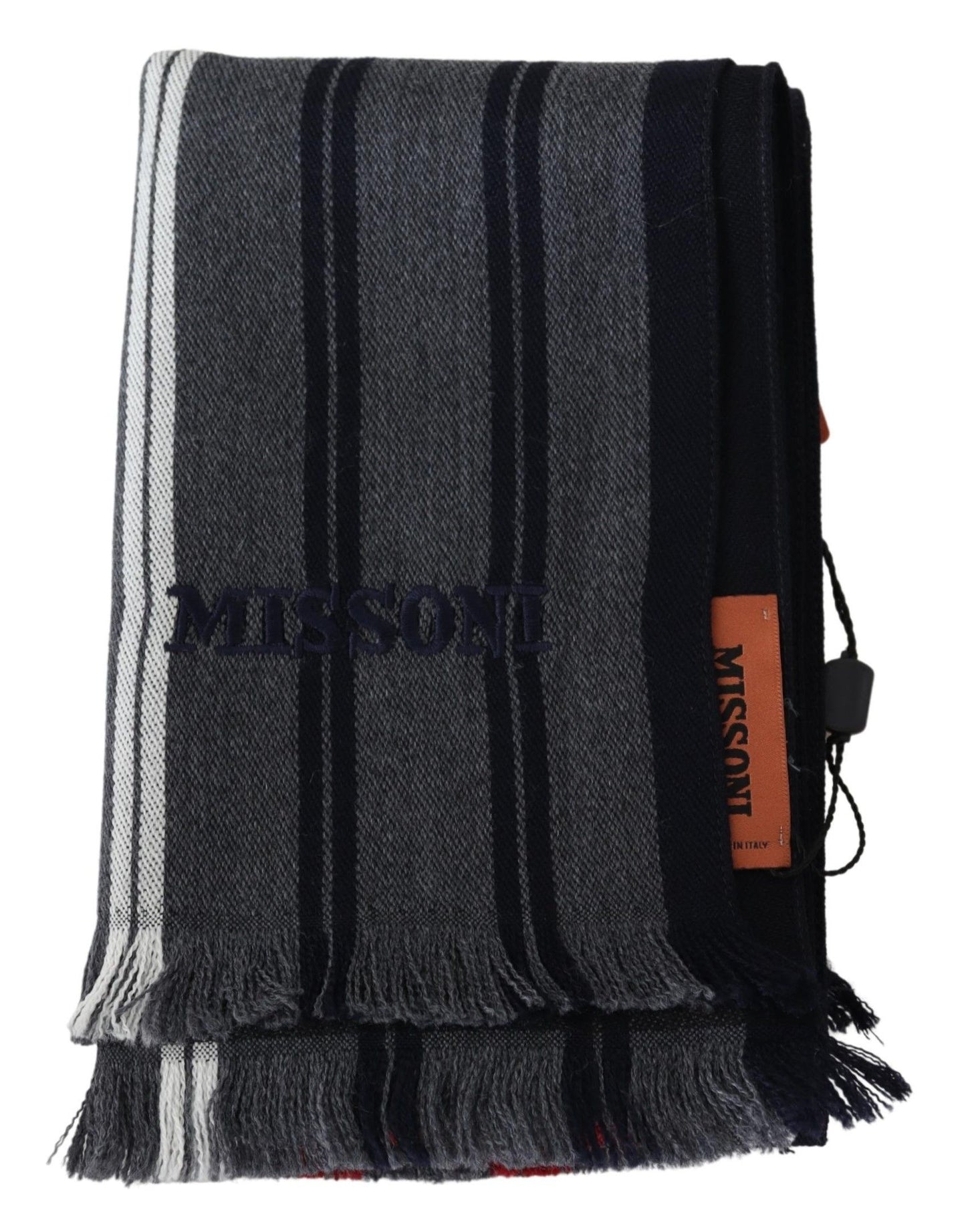  - Elegant Multicolor Wool Scarf with Logo Embroidery