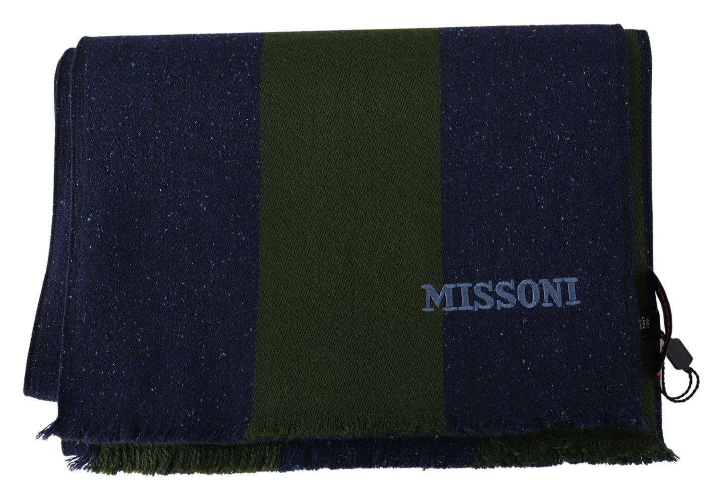  - Authentic Wool Scarf with Stripes and Logo Embroidery