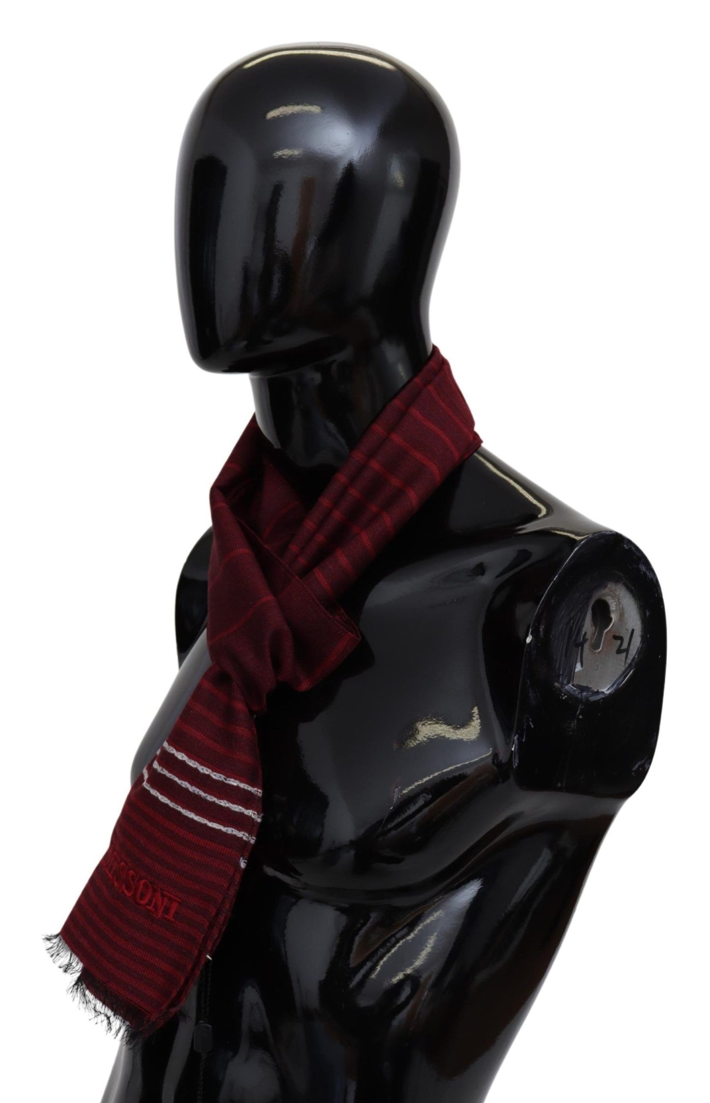  - Elegant Wool Silk Blend Striped Scarf