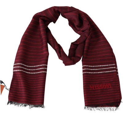  - Elegant Wool Silk Blend Striped Scarf