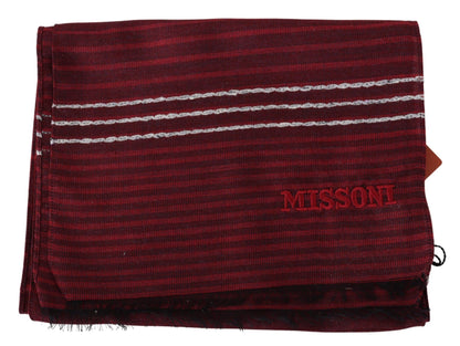  - Elegant Wool Silk Blend Striped Scarf