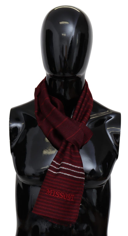  - Elegant Wool Silk Blend Striped Scarf